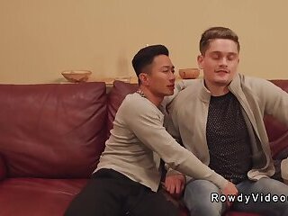 Asian gay action star anal fucks man from set